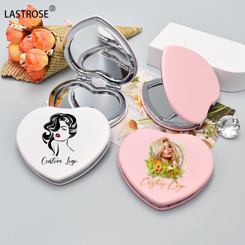 Makeup Mirror Manufacturer - Private Label Makeup Mini Small Mirror Hand PU Double Side Foldable