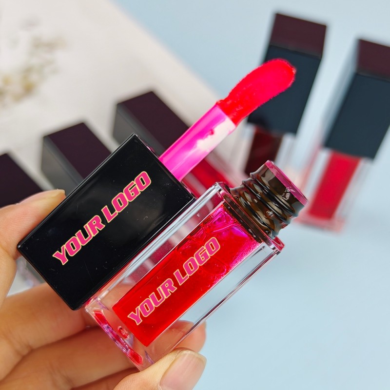 Lip Tint Liquid Supplier - Black Private Label Lip Tint Liquid Water Lipgloss Vegan 6 Colors High Pigment
