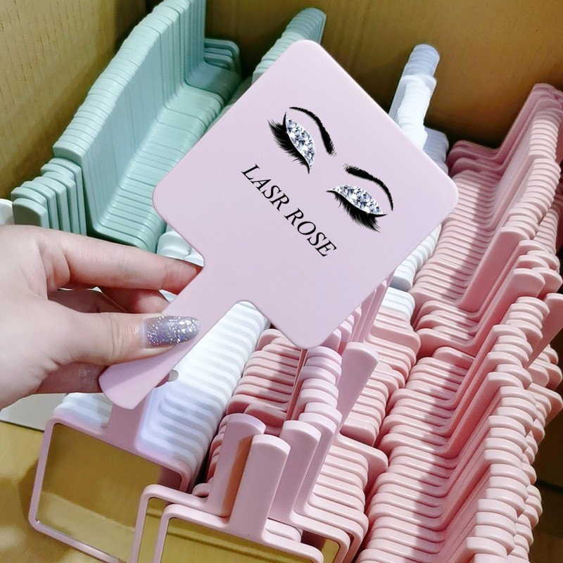 Handheld Rhinestone Mirrors Manufacturer - Women's Beauty Portable Makeup Mirror Private Label Purple Square Heart