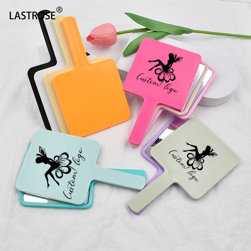 Handheld Rhinestone Mirrors Manufacturer - Women's Beauty Portable Makeup Mirror Private Label Purple Square Heart