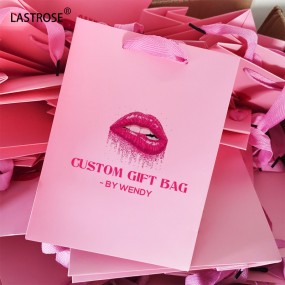 Small Eyelash Bag Supplier - Wholesale Private Label Printed Small Eyelash Bag Pink Paper Gift Packaging Bag