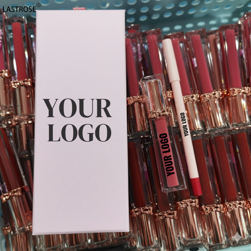 Lip Cosmetic Set Supplier - Hot Selling Private Label Light Pink Luxury 2 in 1 Lipliner and Lipgloss Set