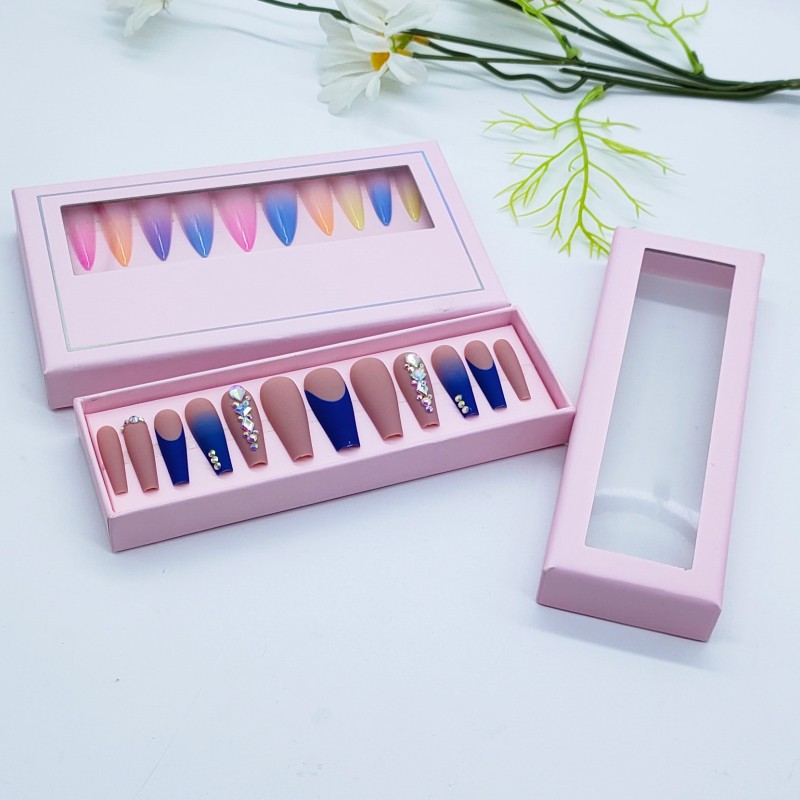 Empty Nails Box Supplier - Wholesale Private Label Logo Empty Nails Box Luxury Cardboard Paper Nail Package Box Sliding