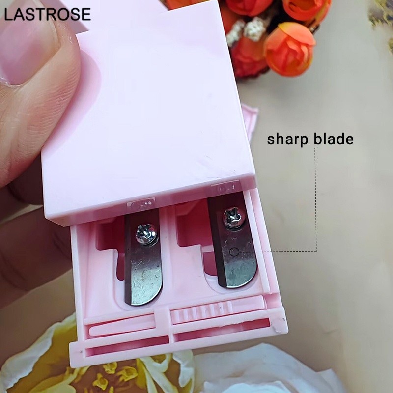 Cosmetics Pencil Sharpener Manufacturer - Pink Black Eyebrow Lipliner Pencil Sharpener Makeup Tool Private Label Double Hole