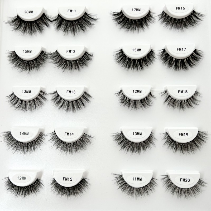 False Natural Eyelashes Manufacturer - Natural Fluffy Faux Mink Eyelash Strips Wholesale Eye Lashes Clear Band