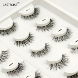 Vegan Lashes Factory - Natural Long Clear Band Vegan Lashes Fall Strip Faux Mink Eyelash Private Label