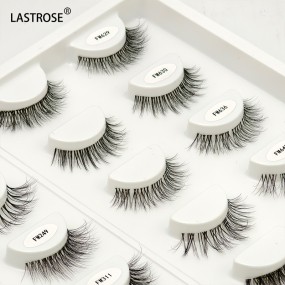 Vegan Lashes Factory - Natural Long Clear Band Vegan Lashes Fall Strip Faux Mink Eyelash Private Label