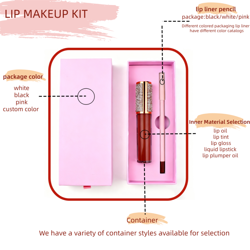 Lip Combo Set Factory - Vegan Gift 2 in 1 Matte Liquid Lipstick Lipliner Pencil Kits Long Lasting
