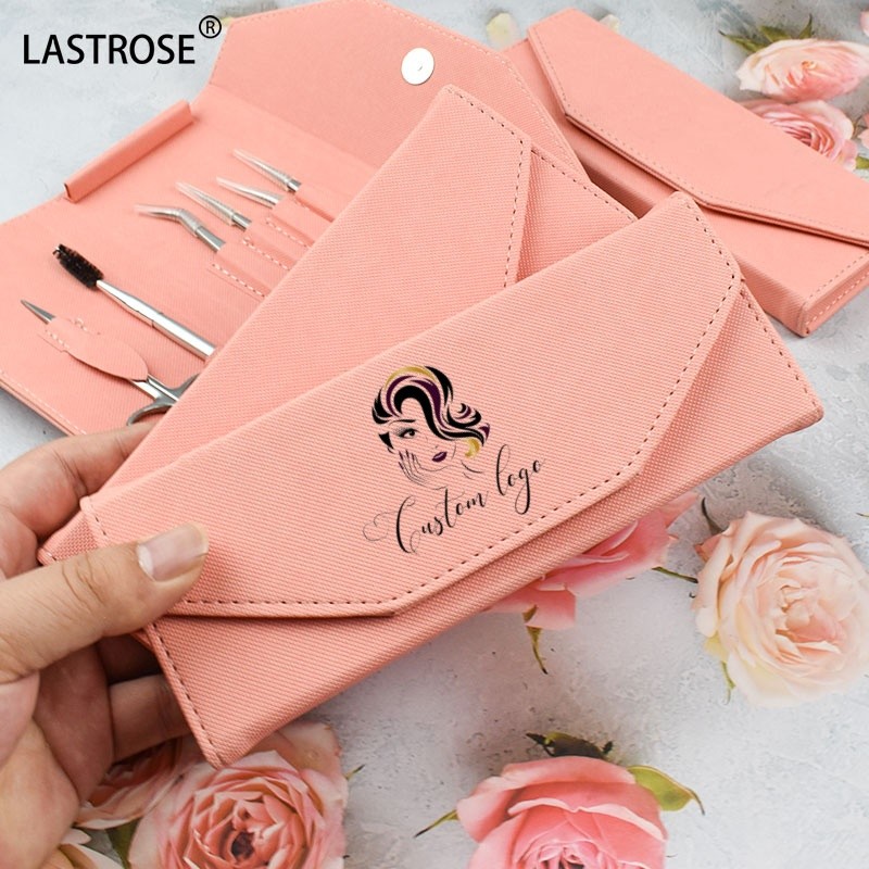 Luxury Tweezers Set Supplier - Wholesale Pink 6PCS Set Luxury Tweezers Brush Tool Set Private Label Sharp Fiber Eyelash
