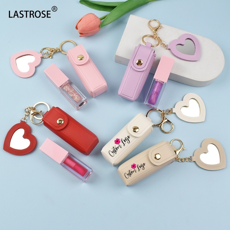 Lip Oil PU Bag Factory - Wholesale Small square Travel Lip Oil PU Bag Lipstick Holder Bag with Keychain Mini