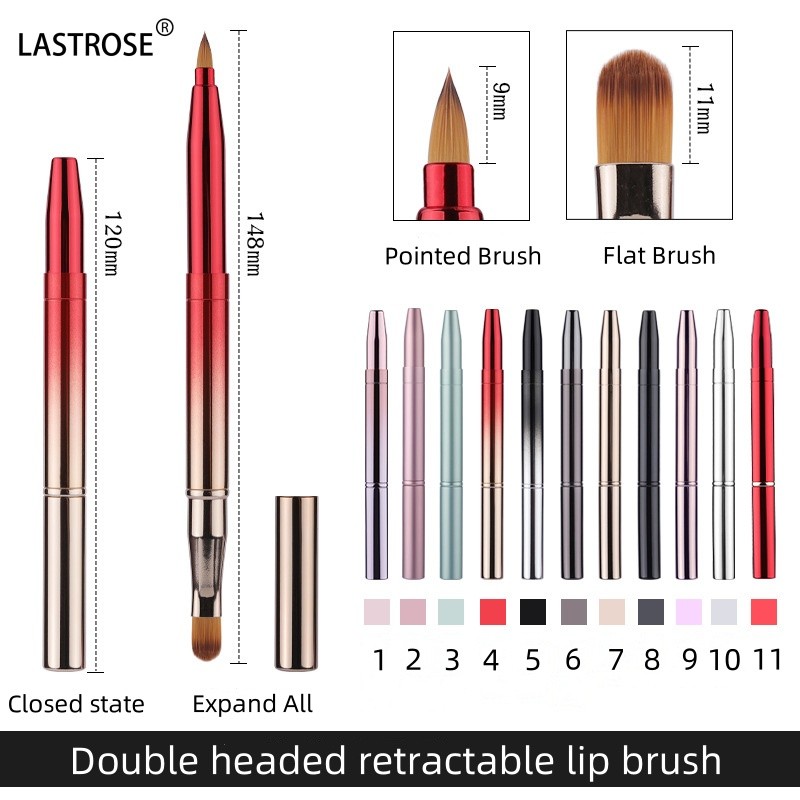 Double Head Lip Brush Factory - Wholesale Price Double Head 2 in 1 Lip Brush Retractable Lip Brush Portable Lipstick Brush