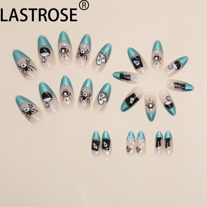 Almond Shape Press on Nails Supplier - Wholesale Almond Shape Press on Nails OEM Nail Packaging 24pcs Halloween Style