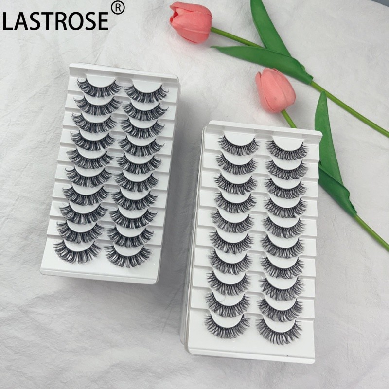 Russian Volume Eyelash Factory - Eyelash Factory 10 Pairs D Curl Russian Volume Eyelash Pre-cut Cat Wispy Dramatic Segment