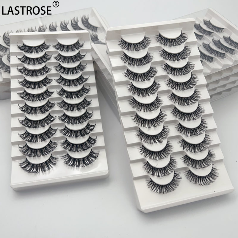 Russian Volume Eyelash Factory - Eyelash Factory 10 Pairs D Curl Russian Volume Eyelash Pre-cut Cat Wispy Dramatic Segment