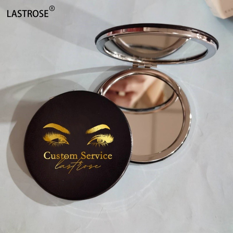 Makeup Mirror Manufacturer - Private Label Makeup Mini Small Mirror Hand PU Double Side Foldable