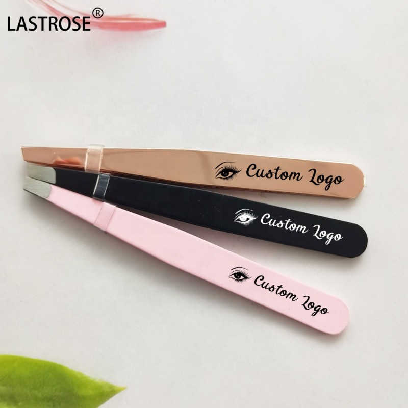 Makeup Eyelash Tweezers Supplier - Pink Makeup Eyelash Tweezers Girls Makeup Slanted Tip Professional Eyebrow Tweezer Applicator
