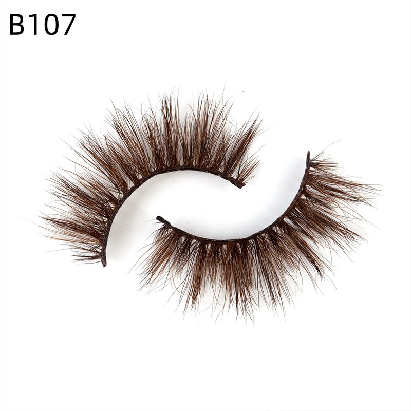 Strip Eyelash Factory - Hot Selling 10 Styles 18mm Brown Mink Strip Eyelashes Cruelty-Free Vegan 3D