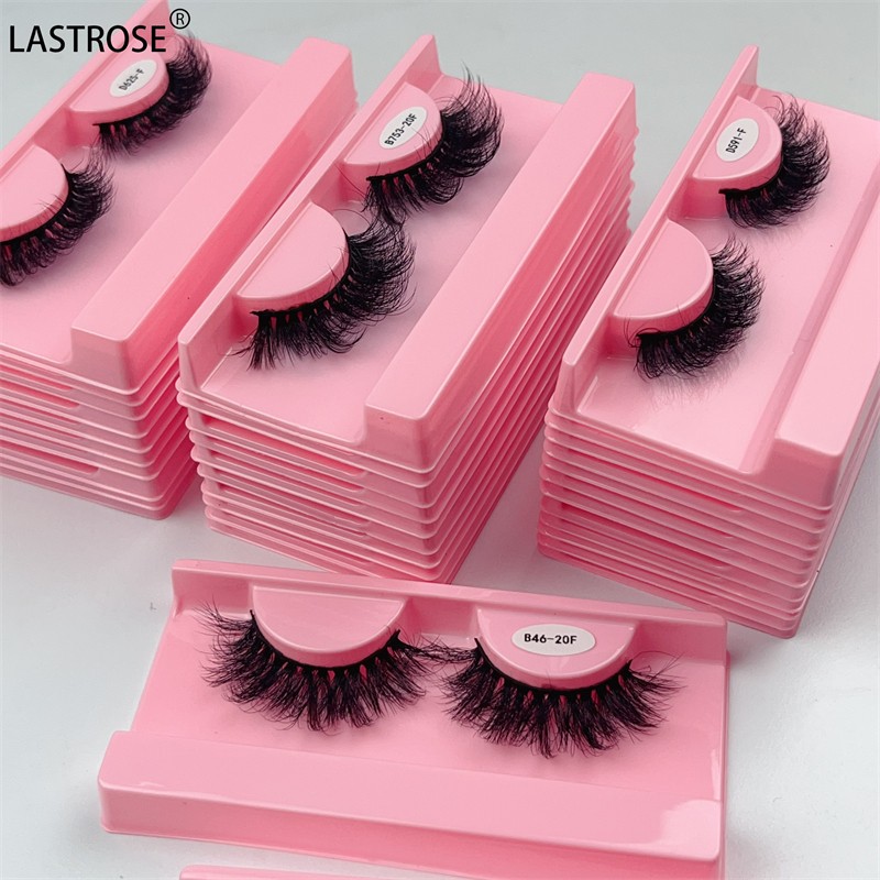 Pink Tray Eyelash Supplier - Wholesale 15mm 20mm Fluffy Natural Russian Curl Pink Tray Faux Mink Eyelash Private Label