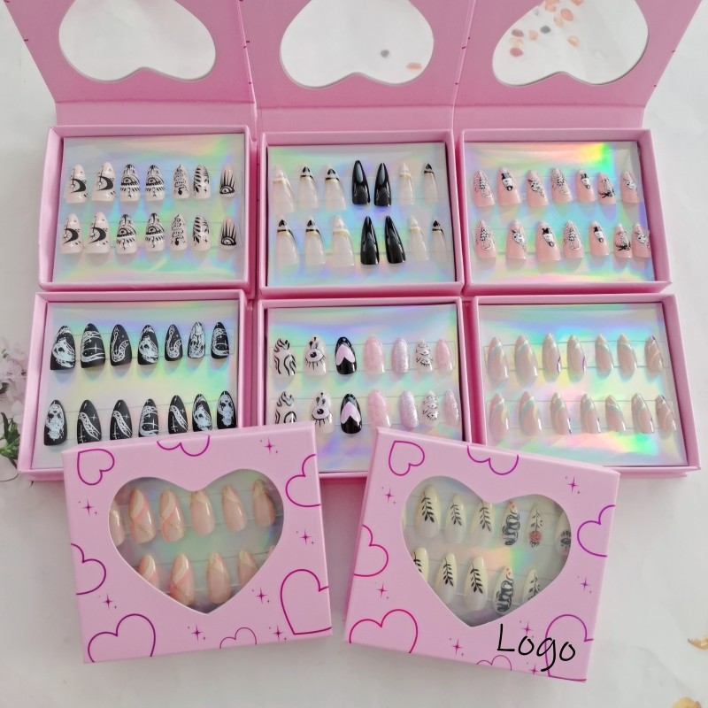 Empty Nail Box Factory - Wholesale Empty Nail Box Luxury False Fingernails Hot Selling Hand Made Rhinestone Press on Nails