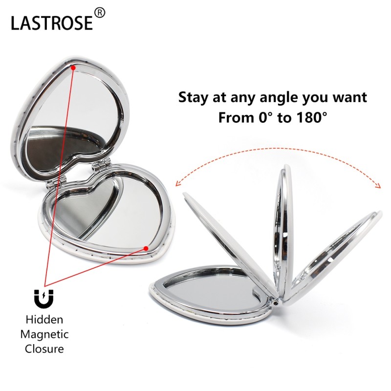 Compact Mirror Manufacturer - Wholesale Private Label Magnification Heart Shape Mirror Dual Side Hand Portable