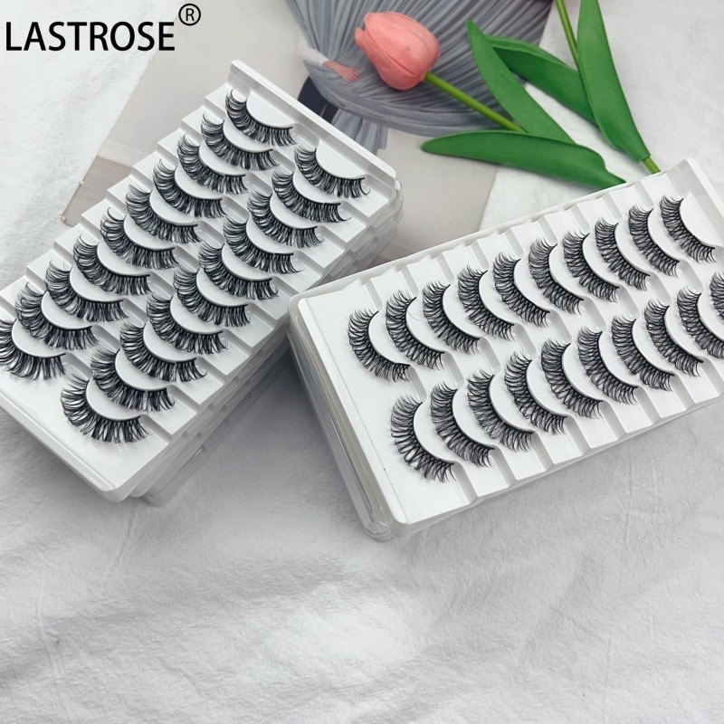 Russian Volume Eyelash Factory - Eyelash Factory 10 Pairs D Curl Russian Volume Eyelash Pre-cut Cat Wispy Dramatic Segment