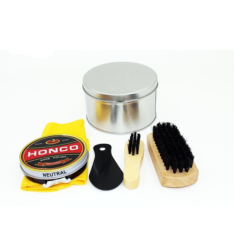 Shoe Care Set Factory - Hot Sale Hotel Shoe Polish Tool Wooden Brush 5 Pcs Shoe Care Kits Daily Shoe Care Set