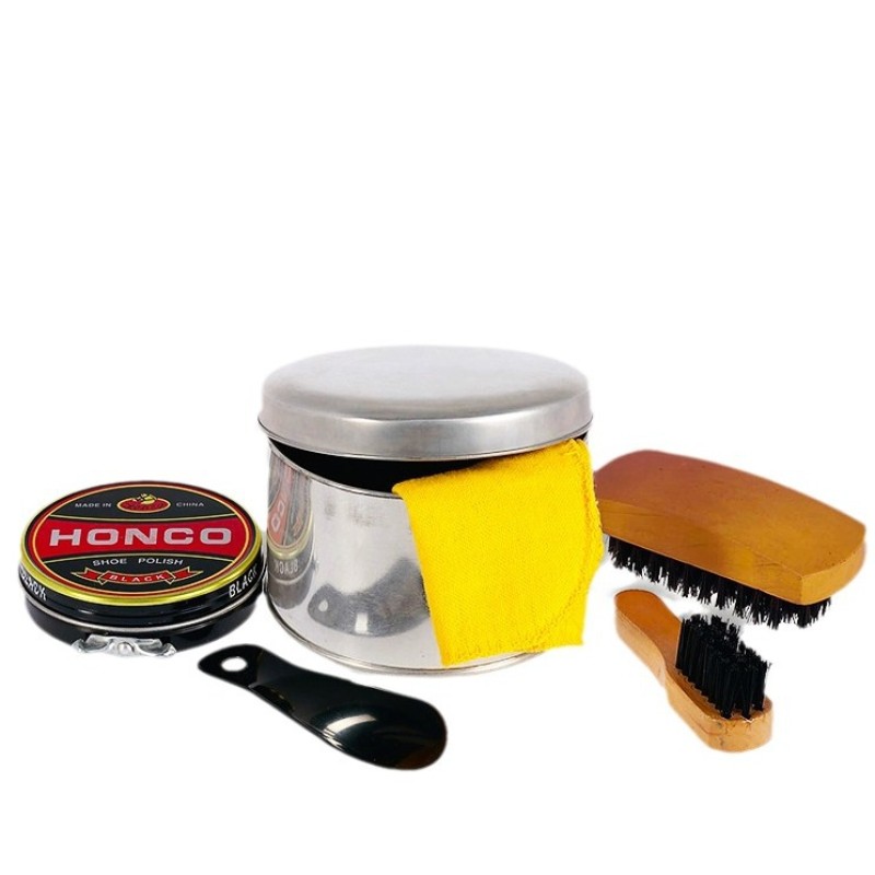 Shoe Care Set Factory - Hot Sale Hotel Shoe Polish Tool Wooden Brush 5 Pcs Shoe Care Kits Daily Shoe Care Set
