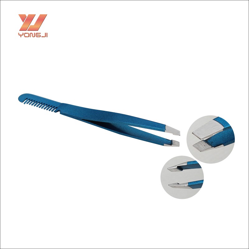 Eyebrow Tweezers Supplier - Chinese Factory Custom Logo Eyebrow Tweezers with Comb Beauty Tool