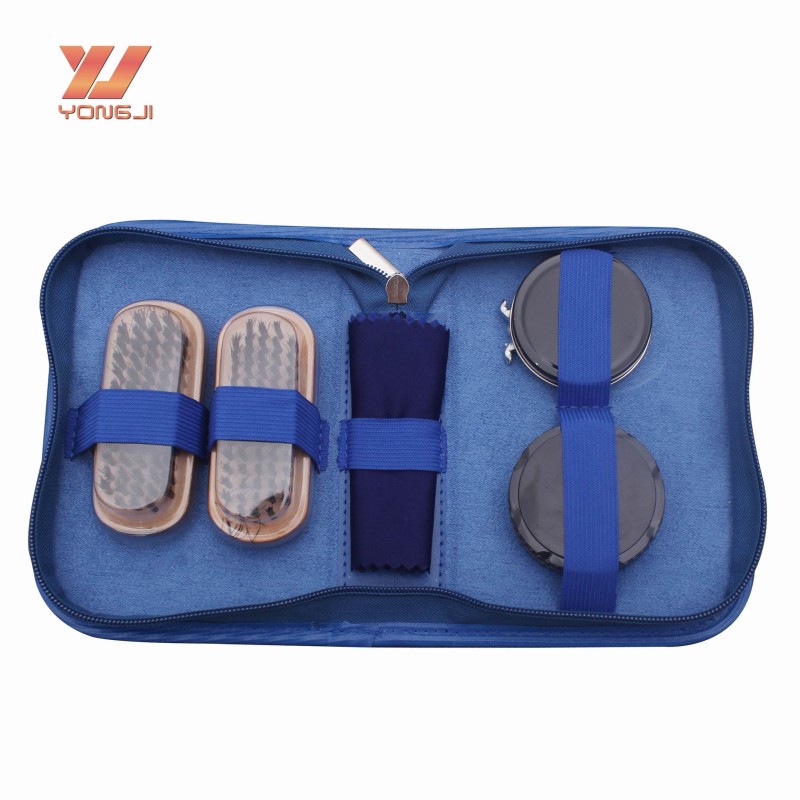 Shoe Shine Kit Manufacturer - Factory Direct Sales Men's Shoes Care Tools Blue Travel Leather Shoe Shine Kit