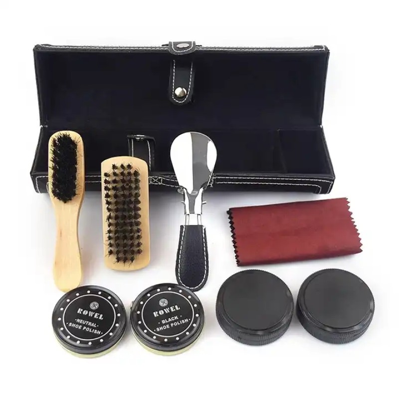 Shoe Polish Kit Supplier - Chinese Factory Black Leather Case Shoe Polish Kit Shoe Care Kit Sneakers on Sale
