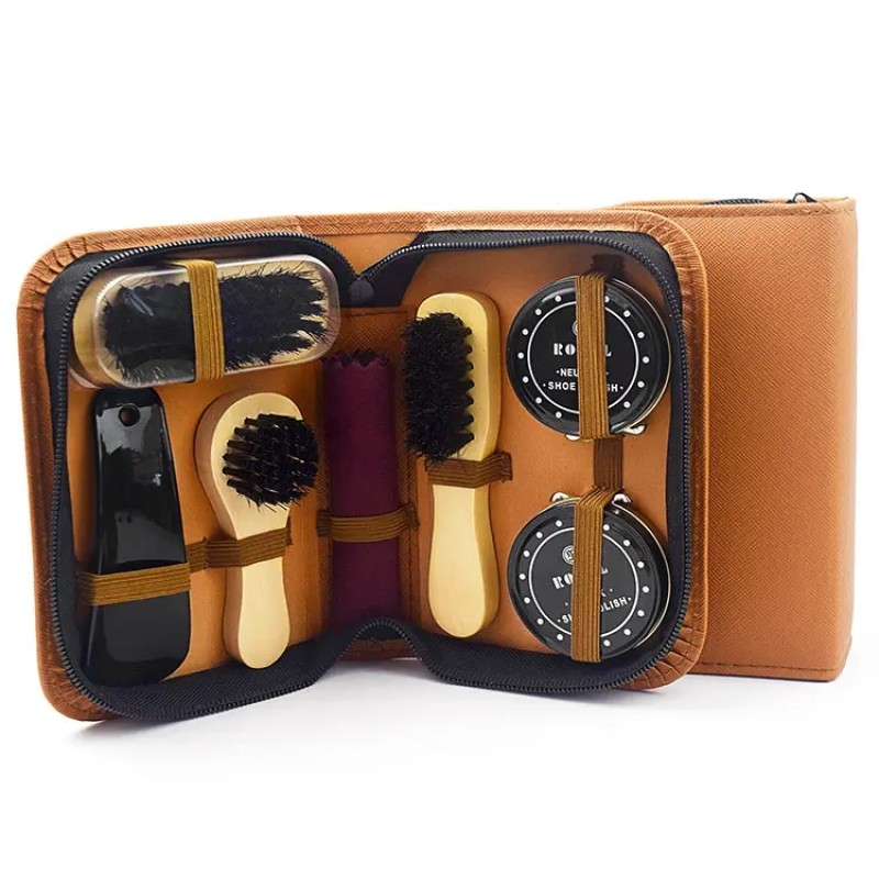 Shoe Polish Set Supplier - Hot Sale Leather Shoe Polish Set Men Shoe Care Tools Shoe Polish Brush Set
