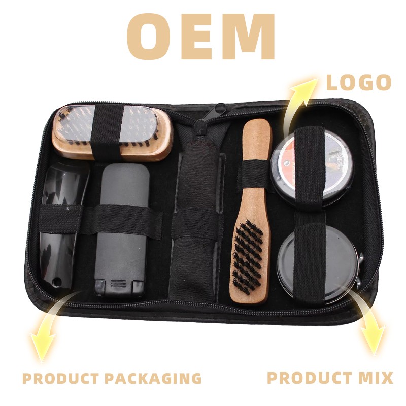 Shoe Care Kit Manufacturer - Factory Direct Selling Shoe Care Kit Leather Case Black Shoe Shine Kit Made in China