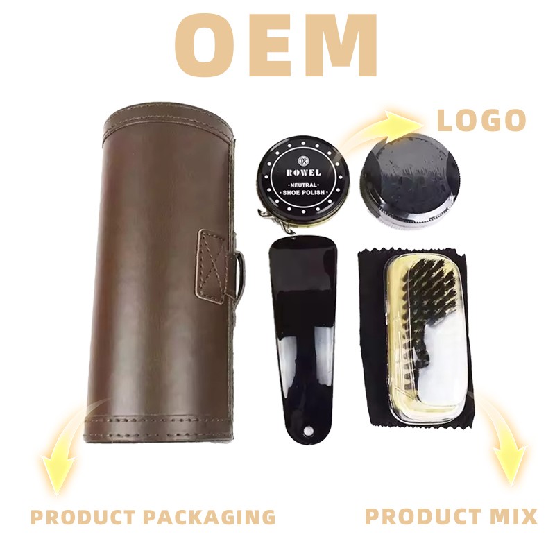 Shoe Shine Kit Factory - Best Quality Black Manufacture Travel Leather Shoe Shine Kit with Factory Price
