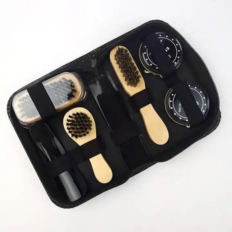 Shoe Care Kit Manufacturer - Factory Cheap Price Men's Personalized Travel Leather Shoe Shine Kit