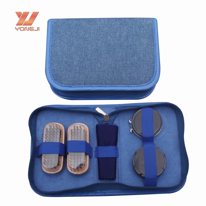 Shoe Shine Kit Manufacturer - Factory Direct Sales Men's Shoes Care Tools Blue Travel Leather Shoe Shine Kit