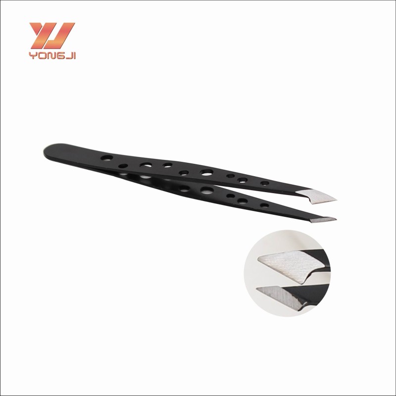 Eyebrow Tweezers Factory - Original Factory Black Stainless Steel Slant Tip Beauty Tool Tweezers