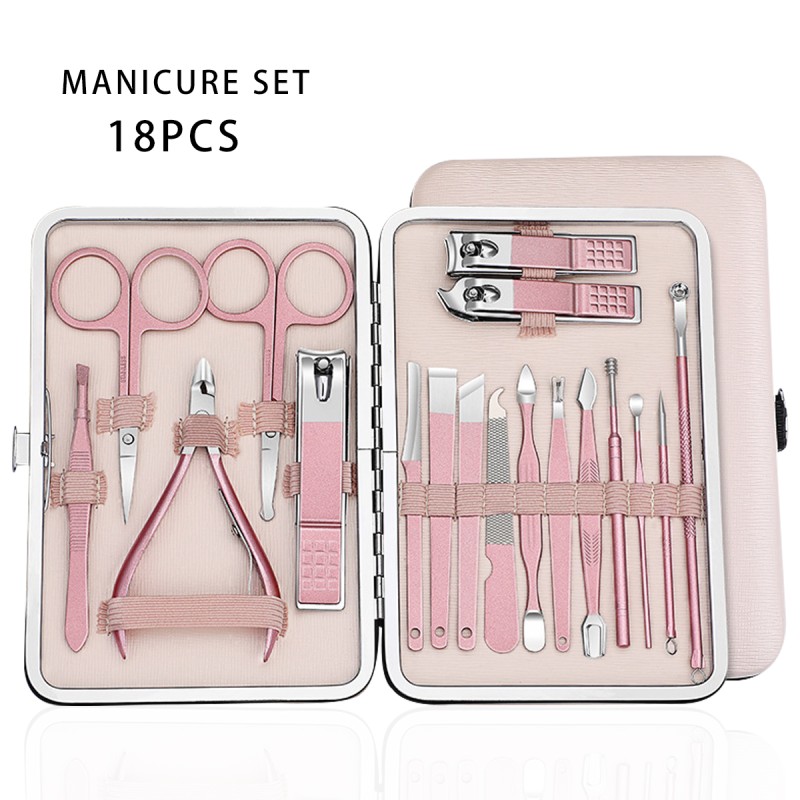 Manicure Set Manufacturer - Good Quality Stainless Steel 18 Piece Manicure Set Pedicure Tools