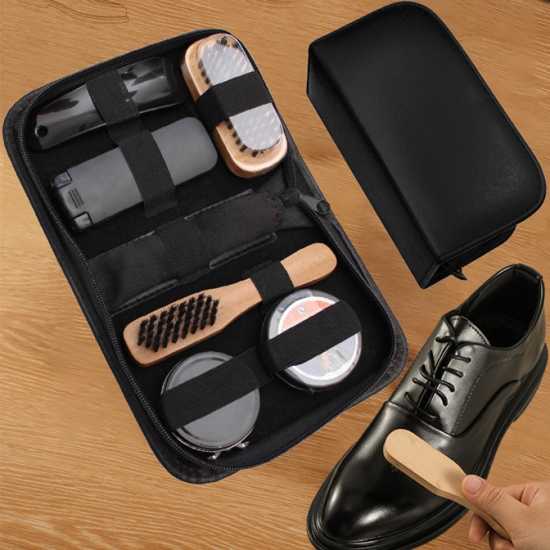Shoe Care Kit Manufacturer - Factory Direct Selling Shoe Care Kit Leather Case Black Shoe Shine Kit Made in China