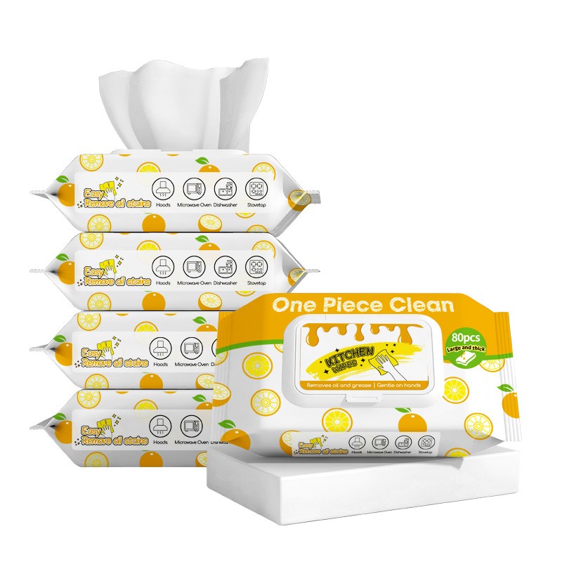 Kitchen Wipes Supplier - Wholesale Customised LOGO 80pcs Large Size Kitchen Wipes Cleaning Wipes for Kitchen