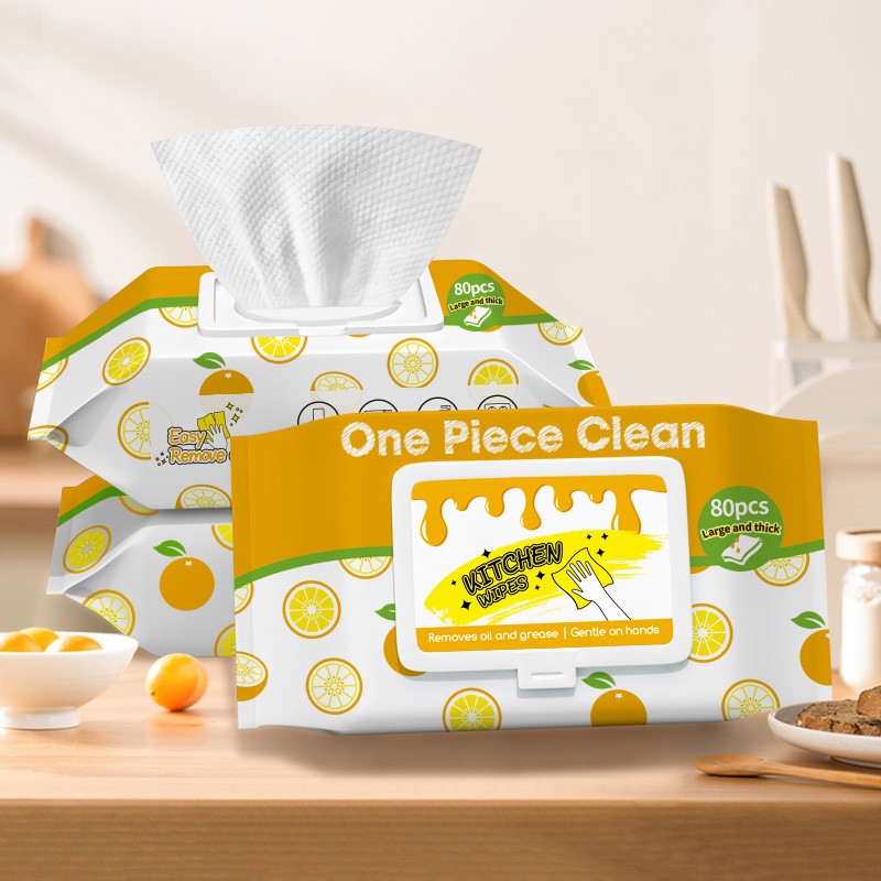 Kitchen Wipes Supplier - Wholesale Customised LOGO 80pcs Large Size Kitchen Wipes Cleaning Wipes for Kitchen