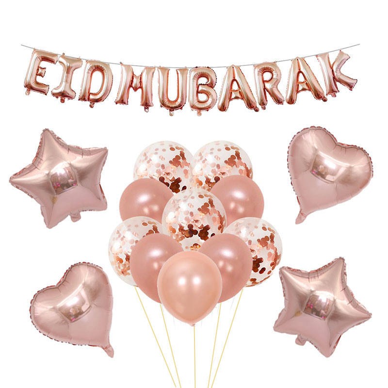 Ramadan Decorations Factory - Eid Mubarak Heart Star Balloons