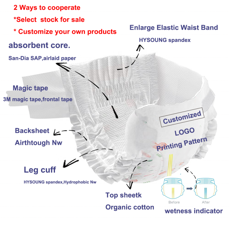 Baby Diapers Manufacturer - Grade A Custom Fine Baby Diaper Pants Cheap Bulk Wholesale