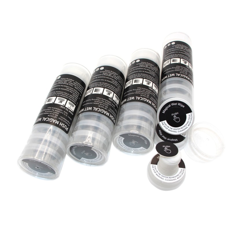 Wet Wipes Supplier - Customized Private Label Compressed Wet Towels Disposable Push Cleaning Magical Wet Wipes