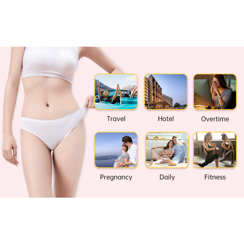 Disposable Underwear Factory - 10-Pack Disposable Non-Woven White Ladies Briefs Emergency Travel Panties