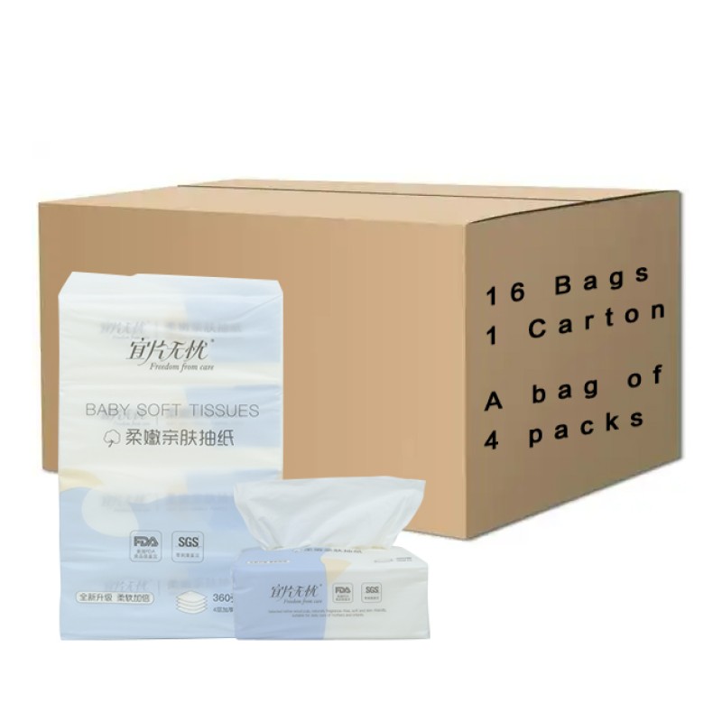 Facial Tissue Supplier - Factory Wholesale Soft 4-Ply Facial Tissue Comfortable Pocket Wet/Dry Paper for Home