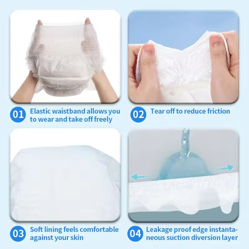 Adult Diapers Supplier - Disposable Super Thick Unisex XL Adult Pull-Up Nappies Breathable Leak Guard Japanese SAP