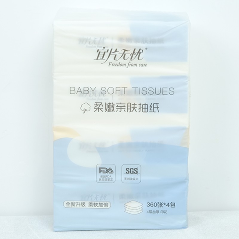 Facial Tissue Supplier - Factory Wholesale Soft 4-Ply Facial Tissue Comfortable Pocket Wet/Dry Paper for Home