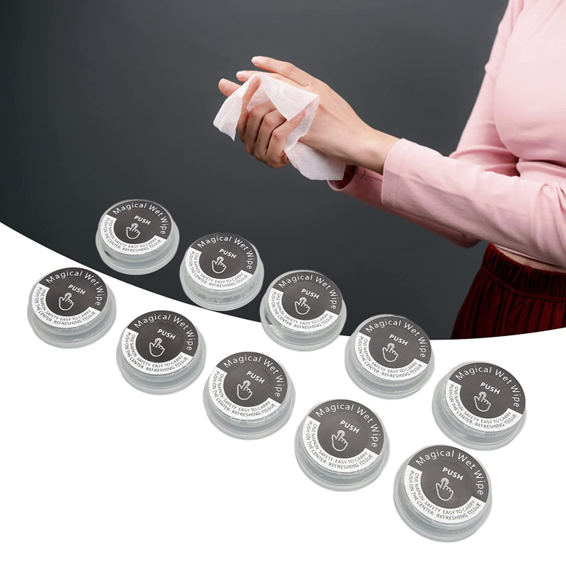 Wet Wipes Supplier - Customized Private Label Compressed Wet Towels Disposable Push Cleaning Magical Wet Wipes