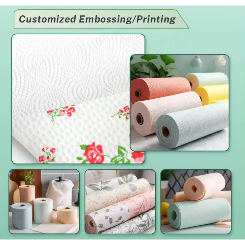 Kitchen Paper Supplier - Eco Bamboo Reusable Kitchen Paper Fine Embossed Dry Custom Jumbo Roll with Logo