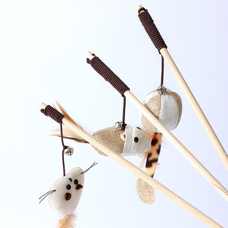 Cat Teasing Stick Factory - Modern Wooden Feathers Bells
